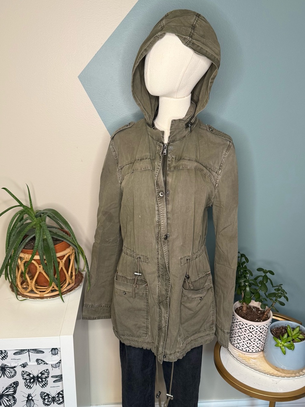 Levi’s Olive Military Utility Field Jacket Hooded Gorpcore Anorak Cargo Medium - Picture 3 of 14